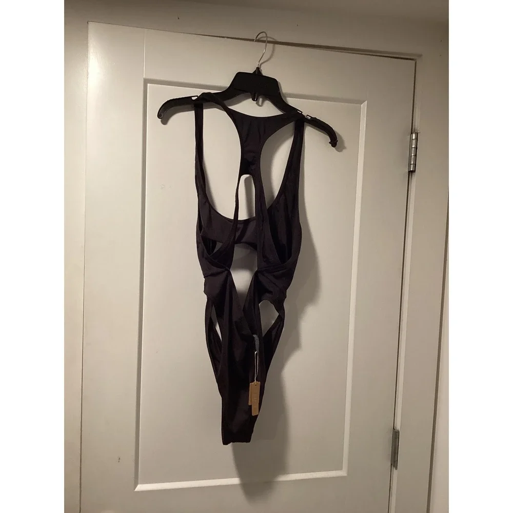 SKIMS Monokini Onyx Black Cutout One Piece Swimsuit SW-MKN-0012 2X NEW